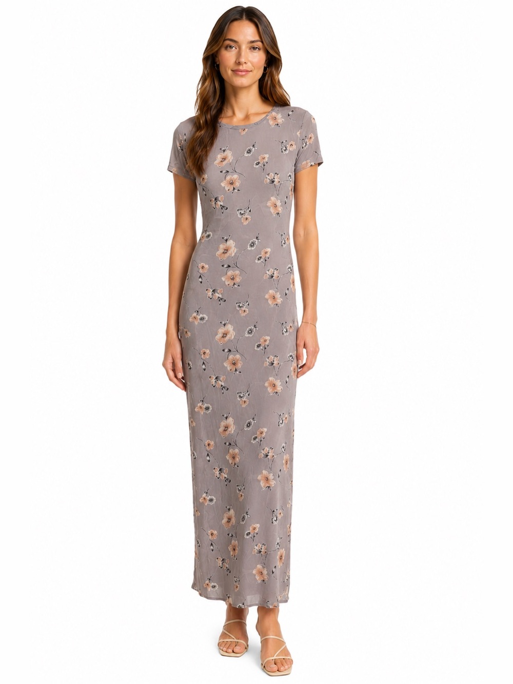 NWT Deadstock 90s Notations Floral Maxi Dress Tie Back Waist